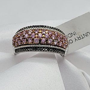 NWT 925 ring with pink and black stones